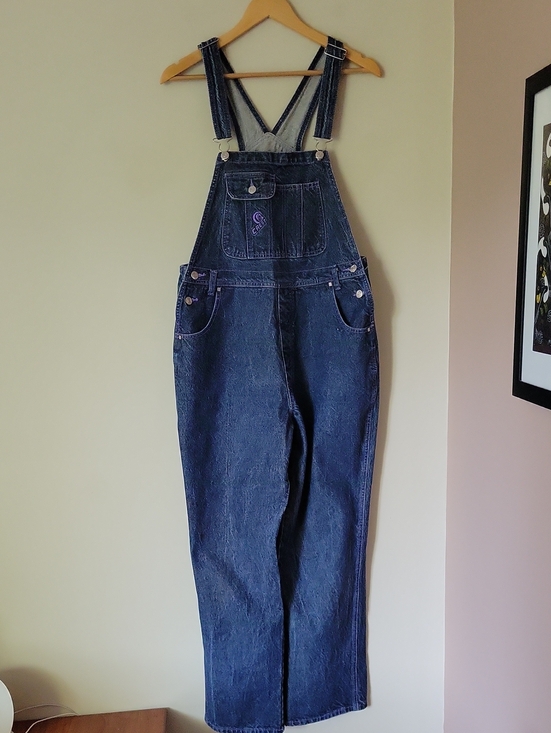 Vintage Denim - Vintage Y2K Streetwear Women's Purple Contrast Stitch Utility Overalls M-L